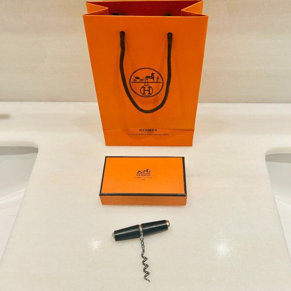 HERMES Paris Cork Screw Wine Bottle Opener in Black